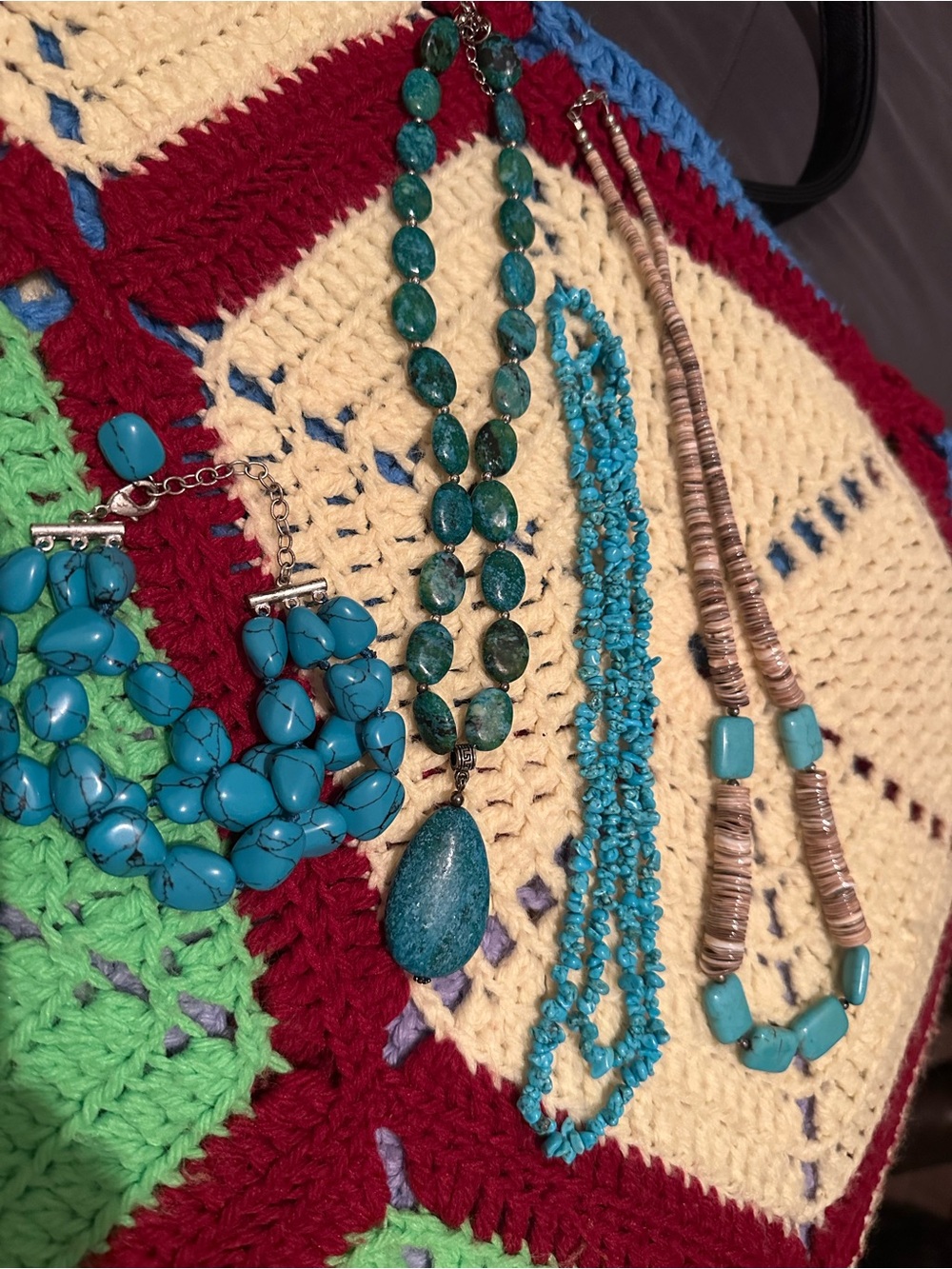 Turquoise Beaded Statement Necklace set - Women Jewelry